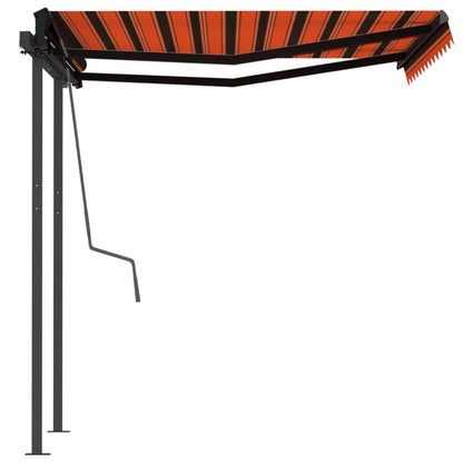 vidaXL Markise Manuell Einziehbar mit Pfosten 3x2,5 m Orange Braun