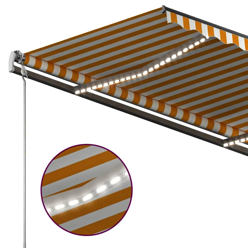 vidaXL Markise Manuell Einziehbar mit LED 3x2,5 m Gelb und Weiß
