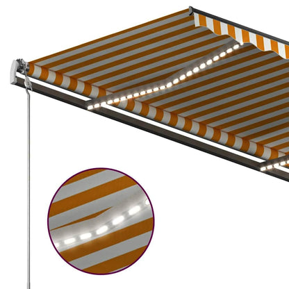 vidaXL Markise Manuell Einziehbar mit LED 3x2,5 m Gelb und Weiß