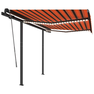 vidaXL Markise Manuell Einziehbar mit LED 3x2,5 m Orange und Braun
