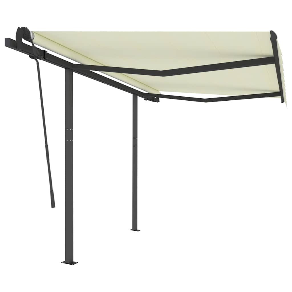 vidaXL Markise Automatisch Einziehbar mit Pfosten 3x2,5 m Creme