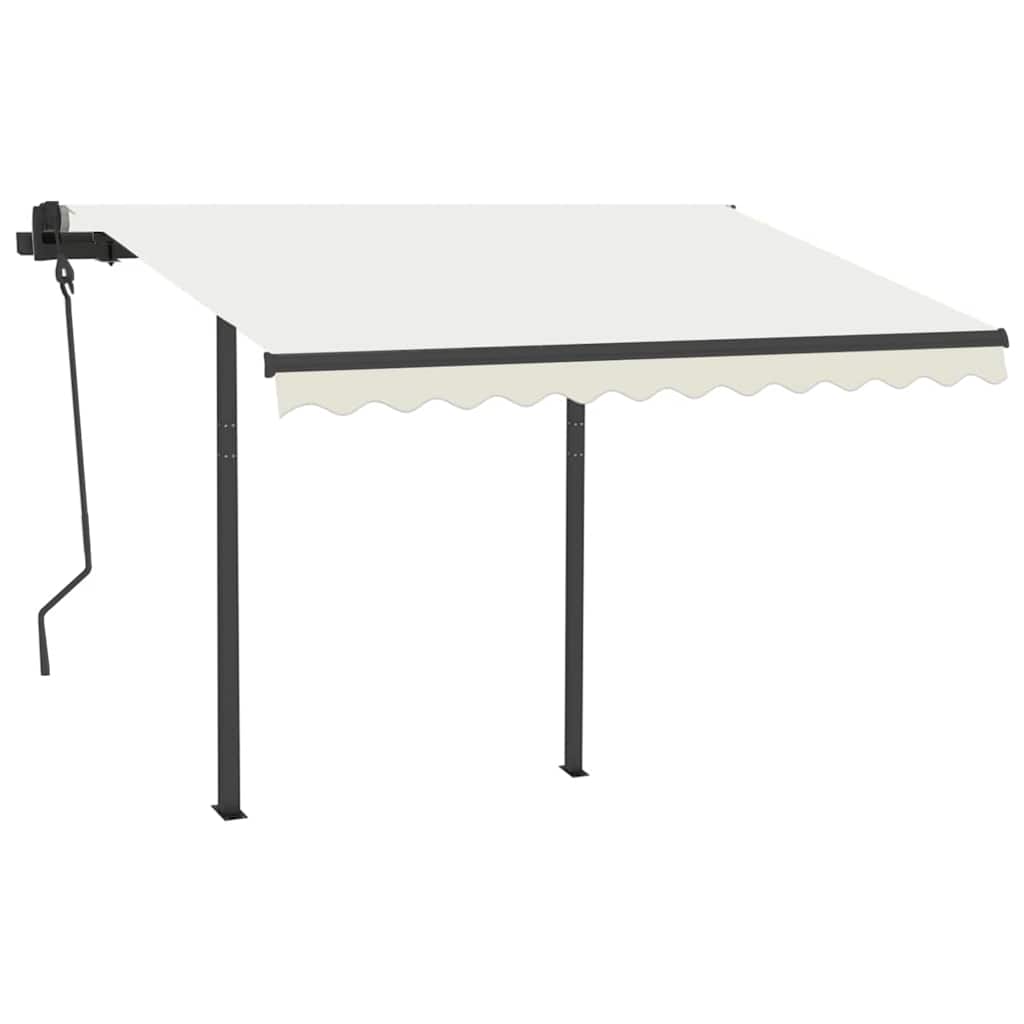 vidaXL Markise Automatisch Einziehbar mit Pfosten 3x2,5 m Creme