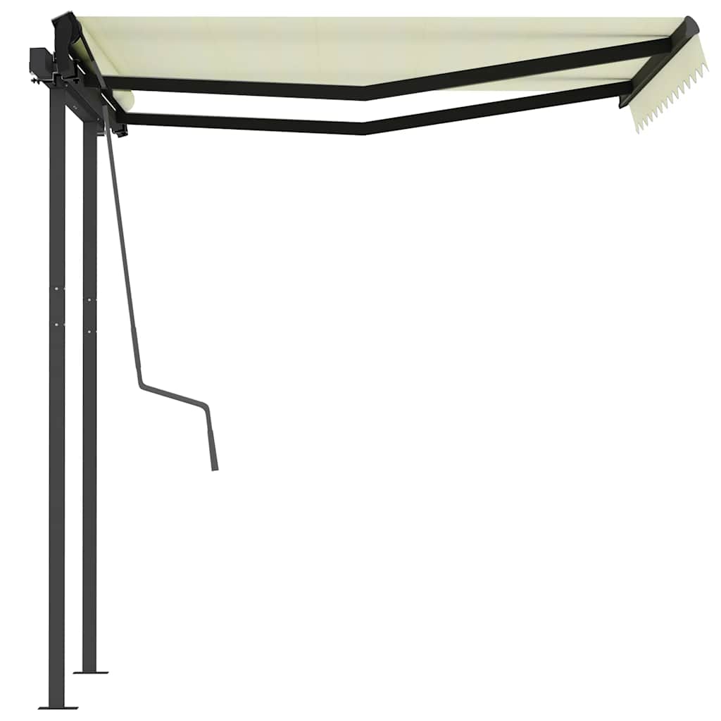 vidaXL Markise Automatisch Einziehbar mit Pfosten 3x2,5 m Creme