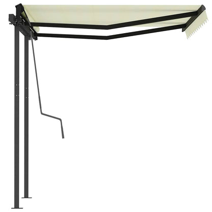 vidaXL Markise Automatisch Einziehbar mit Pfosten 3x2,5 m Creme