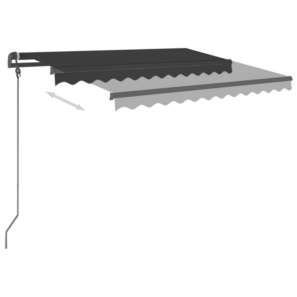 vidaXL Markise Automatisch Einziehbar mit Pfosten 3x2,5 m Anthrazit