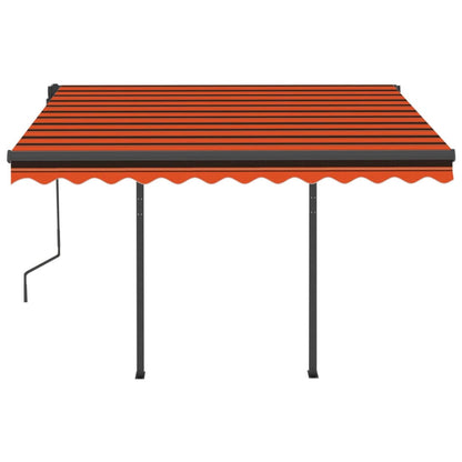 vidaXL Markise Automatisch Einziehbar mit Pfosten 3x2,5 m Orange Braun