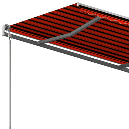vidaXL Markise Automatisch Einziehbar mit Pfosten 3x2,5 m Orange Braun