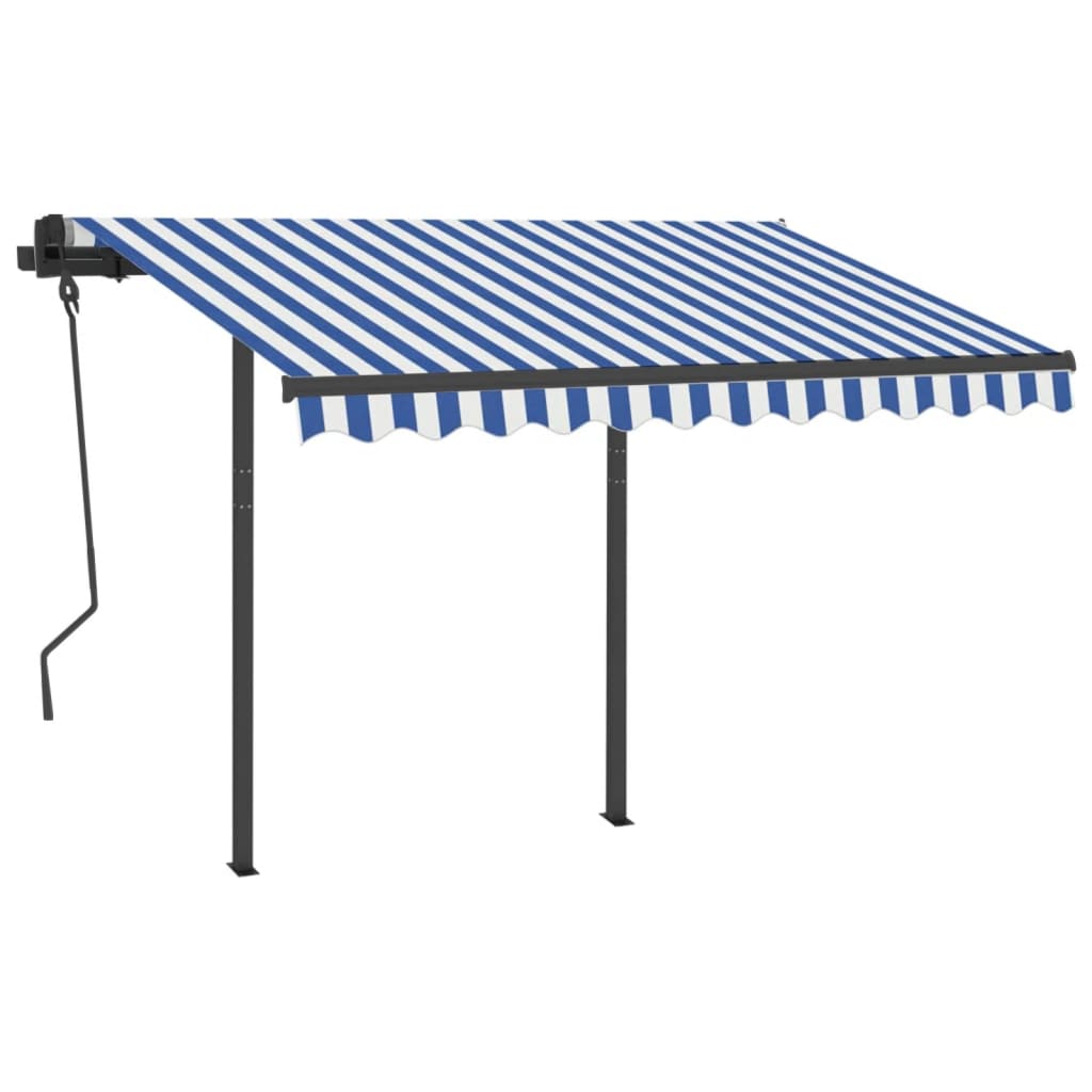 vidaXL Automatische Markise mit LED & Windsensor 3x2,5 m Blau Weiß