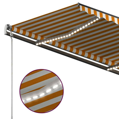 vidaXL Automatische Markise mit LED & Windsensor 3x2,5 m Gelb und Weiß