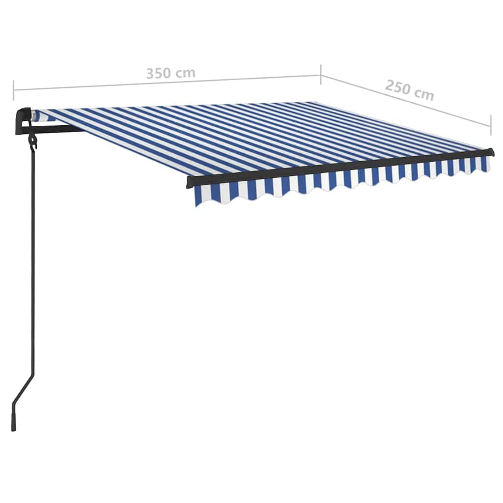 vidaXL Markise Manuell Einziehbar mit Pfosten 3,5x2,5 m Blau Weiß