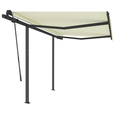 vidaXL Markise Manuell Einziehbar mit Pfosten 3,5x2,5 m Creme