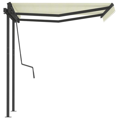 vidaXL Markise Manuell Einziehbar mit Pfosten 3,5x2,5 m Creme