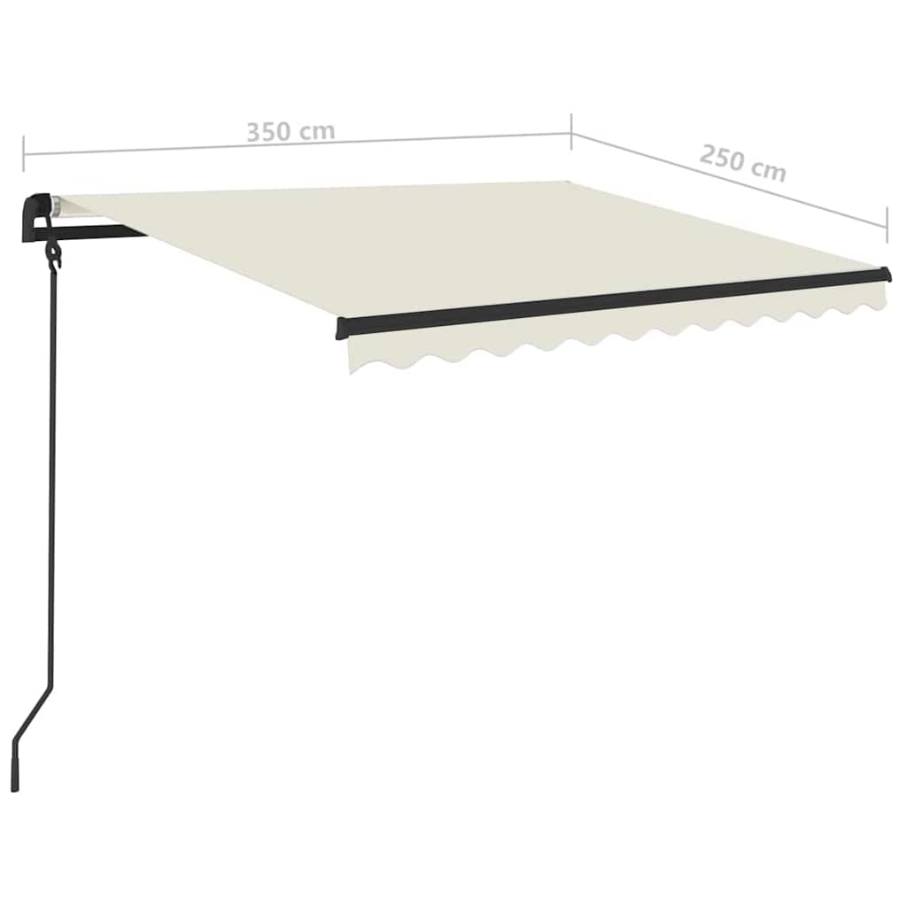vidaXL Markise Manuell Einziehbar mit Pfosten 3,5x2,5 m Creme