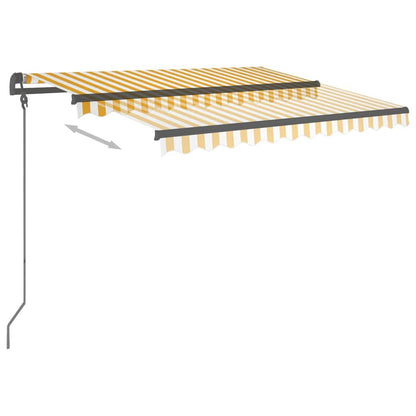 vidaXL Markise Manuell Einziehbar mit Pfosten 3,5x2,5 m Gelb & Weiß