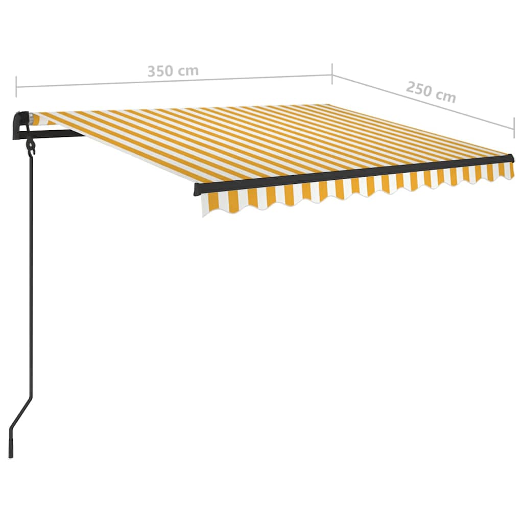 vidaXL Markise Manuell Einziehbar mit Pfosten 3,5x2,5 m Gelb & Weiß