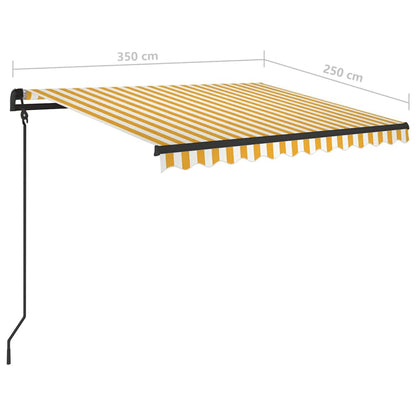 vidaXL Markise Manuell Einziehbar mit Pfosten 3,5x2,5 m Gelb & Weiß