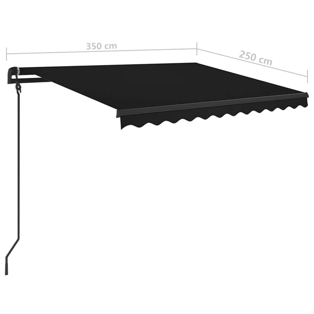 vidaXL Markise Manuell Einziehbar mit Pfosten 3,5x2,5 m Anthrazit