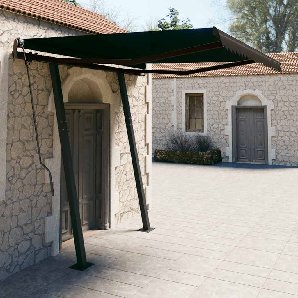 vidaXL Markise Manuell Einziehbar mit Pfosten 3,5x2,5 m Anthrazit