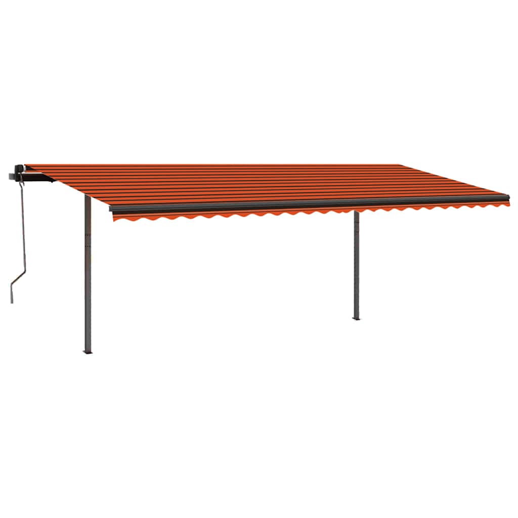 vidaXL Markise Manuell Einziehbar mit Pfosten 3,5x2,5 m Orange & Braun