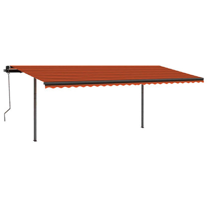 vidaXL Markise Manuell Einziehbar mit Pfosten 3,5x2,5 m Orange & Braun