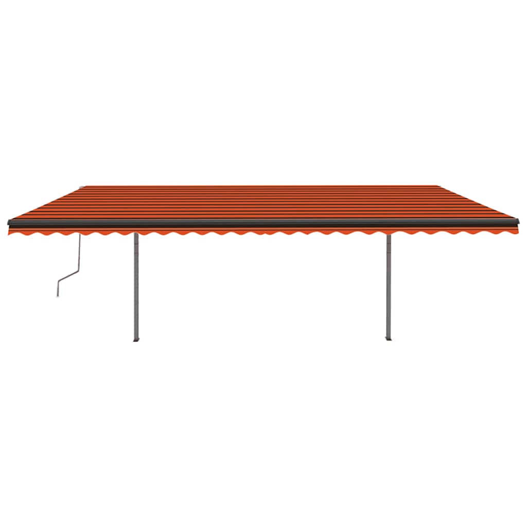 vidaXL Markise Manuell Einziehbar mit Pfosten 3,5x2,5 m Orange & Braun
