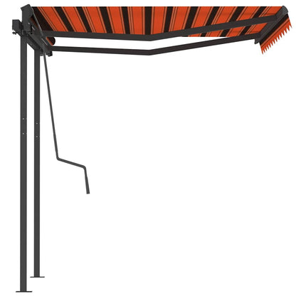 vidaXL Markise Manuell Einziehbar mit Pfosten 3,5x2,5 m Orange & Braun