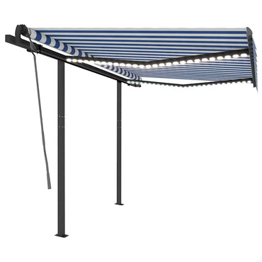 vidaXL Markise Manuell Einziehbar mit LED 3,5x2,5 m Blau und Weiß