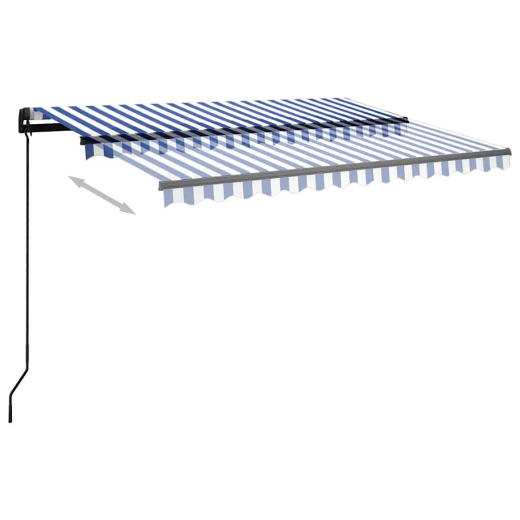 vidaXL Markise Manuell Einziehbar mit LED 3,5x2,5 m Blau und Weiß