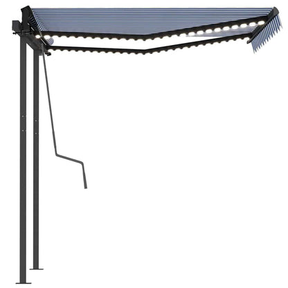 vidaXL Markise Manuell Einziehbar mit LED 3,5x2,5 m Blau und Weiß