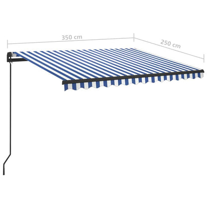 vidaXL Markise Manuell Einziehbar mit LED 3,5x2,5 m Blau und Weiß