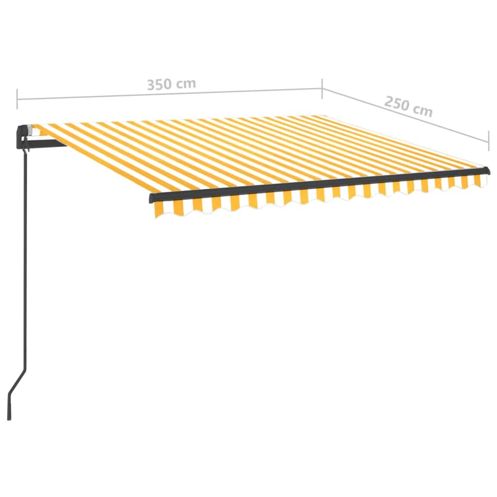 vidaXL Markise Manuell Einziehbar mit LED 3,5x2,5 m Gelb und Weiß
