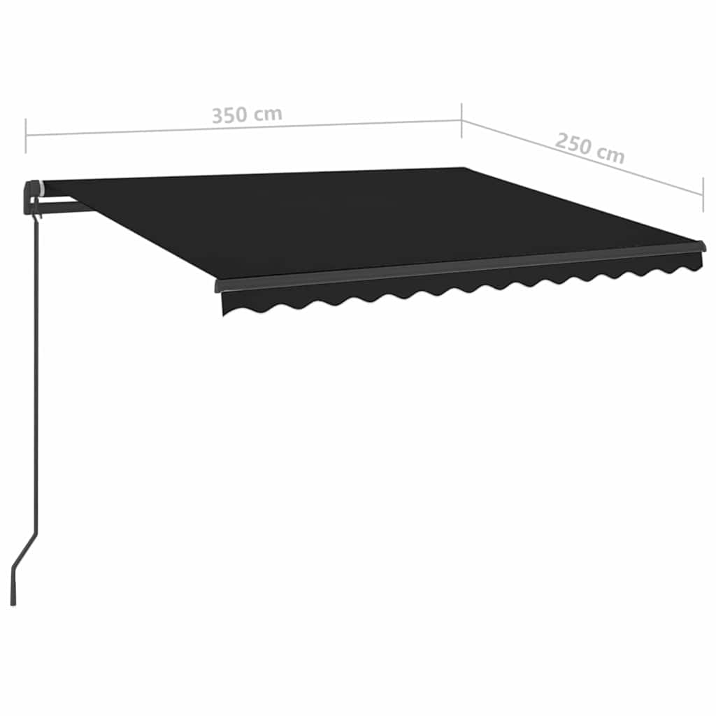 vidaXL Markise Manuell Einziehbar mit LED 3,5x2,5 m Anthrazit