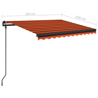 vidaXL Markise Manuell Einziehbar mit LED 3,5x2,5 m Orange und Braun