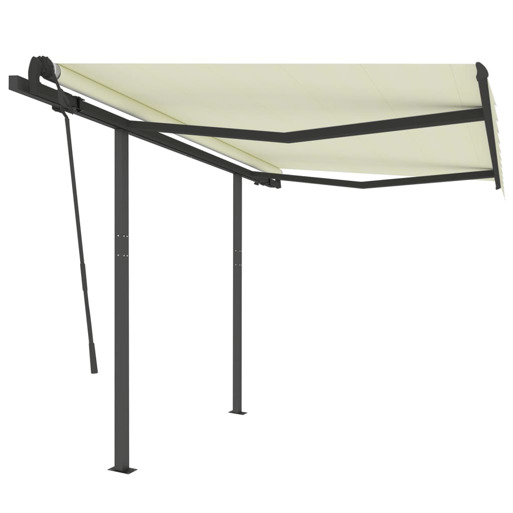 vidaXL Markise Automatisch Einziehbar mit Pfosten 3,5x2,5 m Creme