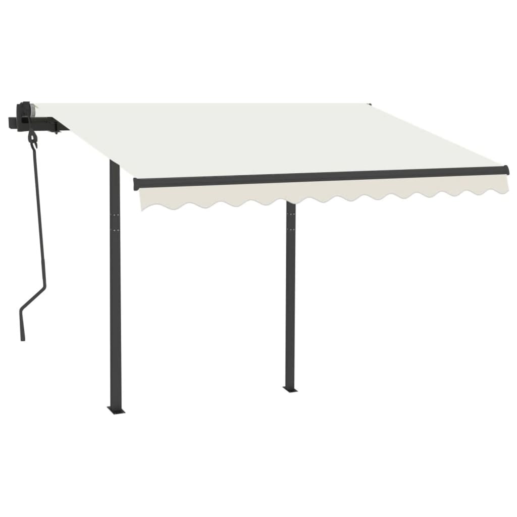 vidaXL Markise Automatisch Einziehbar mit Pfosten 3,5x2,5 m Creme