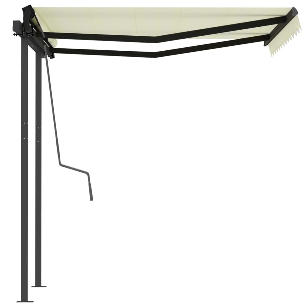 vidaXL Markise Automatisch Einziehbar mit Pfosten 3,5x2,5 m Creme