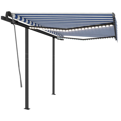 vidaXL Automatische Markise mit LED & Windsensor 3,5x2,5 m Blau & Weiß
