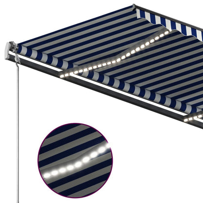 vidaXL Automatische Markise mit LED & Windsensor 3,5x2,5 m Blau & Weiß