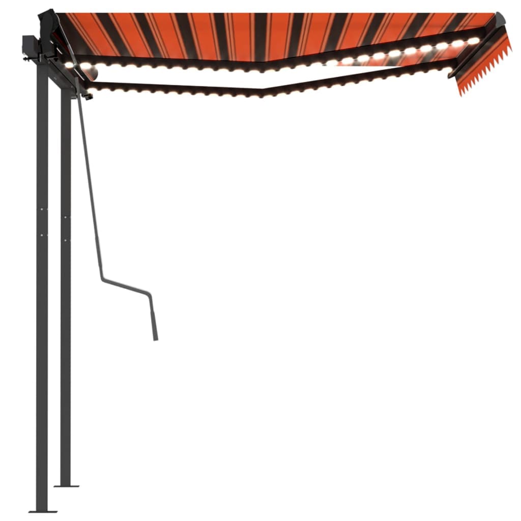 vidaXL Automatische Markise mit LED & Windsensor 3,5x2,5m Orange Braun