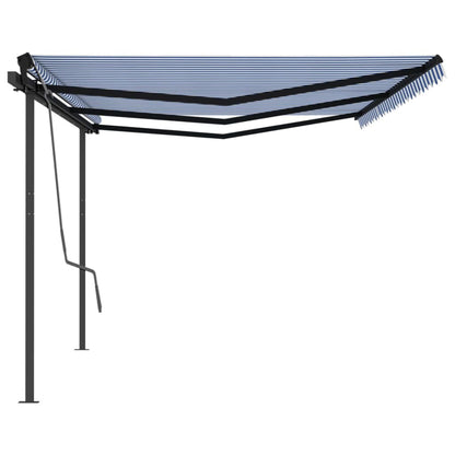 vidaXL Markise Manuell Einziehbar mit Pfosten 6x3 m Blau und Weiß