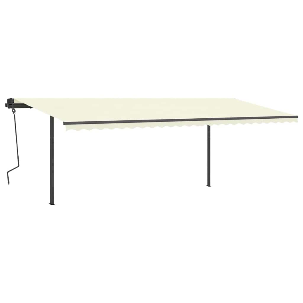 vidaXL Markise Manuell Einziehbar mit Pfosten 6x3 m Creme