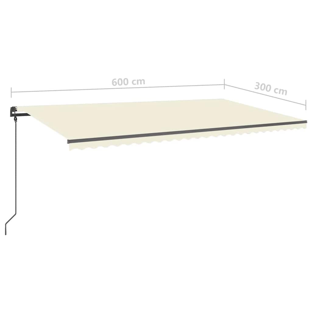 vidaXL Markise Manuell Einziehbar mit Pfosten 6x3 m Creme