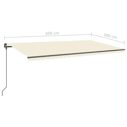 vidaXL Markise Manuell Einziehbar mit Pfosten 6x3 m Creme
