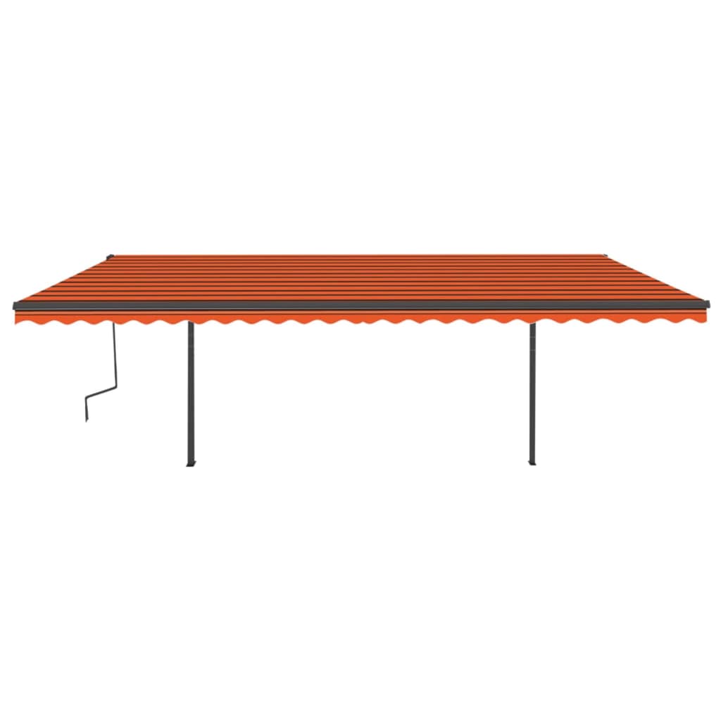 vidaXL Markise Manuell Einziehbar mit Pfosten 6x3 m Orange Braun