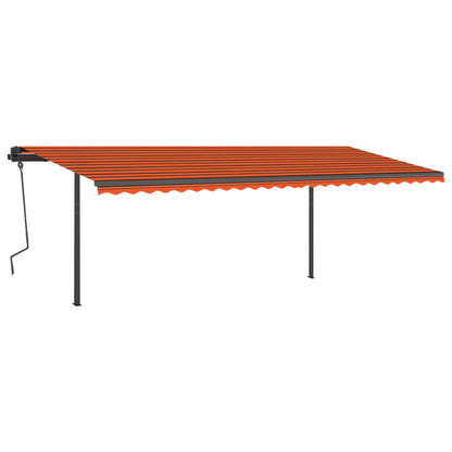 vidaXL Markise Manuell Einziehbar mit Pfosten 6x3 m Orange Braun
