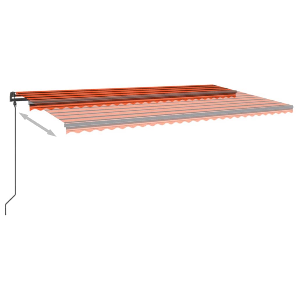 vidaXL Markise Manuell Einziehbar mit Pfosten 6x3 m Orange Braun