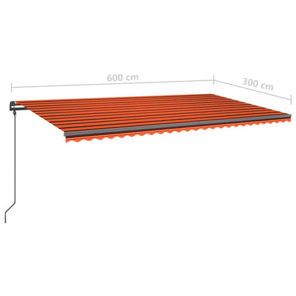 vidaXL Markise Manuell Einziehbar mit Pfosten 6x3 m Orange Braun