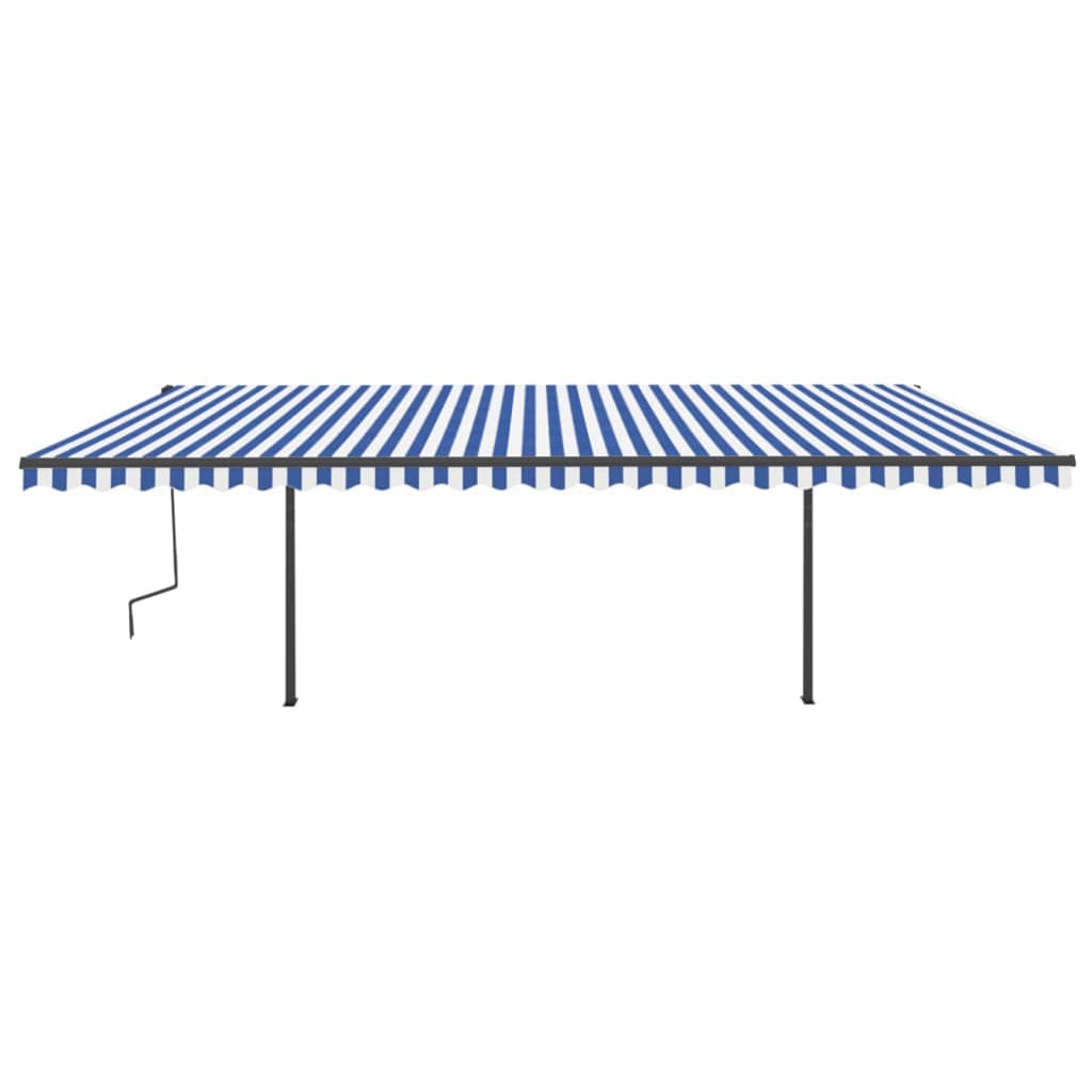 vidaXL Markise Manuell Einziehbar mit LED 6x3 m Blau und Weiß