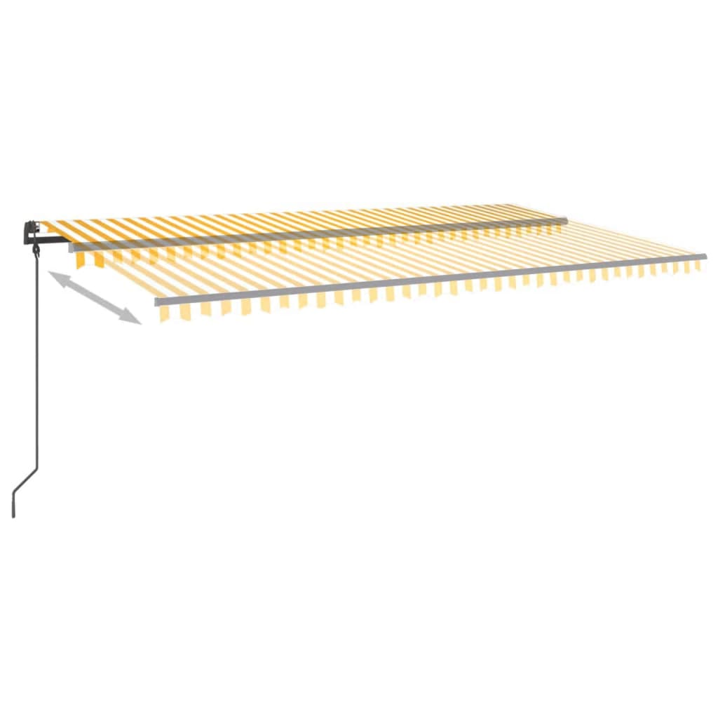 vidaXL Markise Manuell Einziehbar mit LED 6x3 m Gelb & Weiß