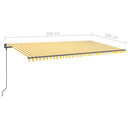 vidaXL Markise Manuell Einziehbar mit LED 6x3 m Gelb & Weiß